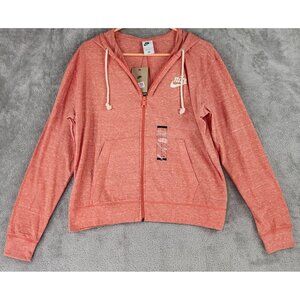 Nike Hoodie Womens Large Orange Full Zip Long Sleeve